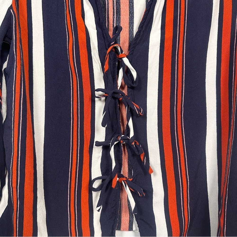 Tularosa Nala Stripe Lace Up Ruffle Blouse Revolve Resort Vacationcore Medium - Picture 5 of 15